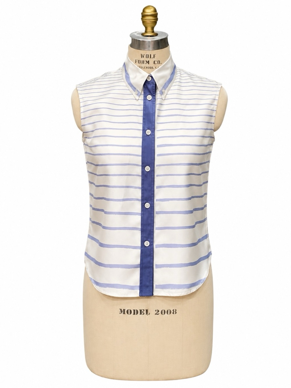 Hermès Paris Martin Margiela Women's Silk Stripe Sleeveless Blouse 36